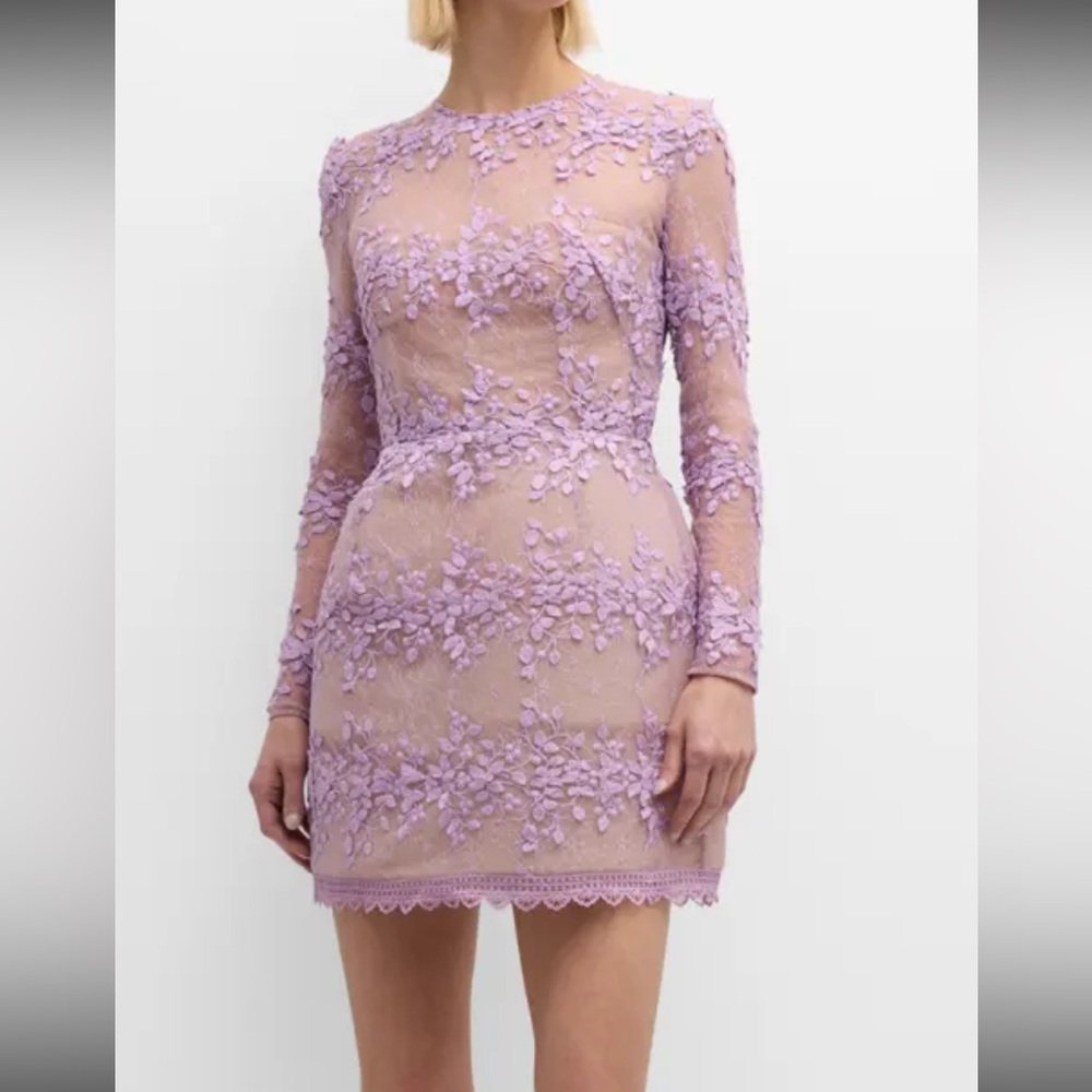 Bronx & Banco “Lilac Masey Applique and Floral Lace Mini Dress” SIZE M